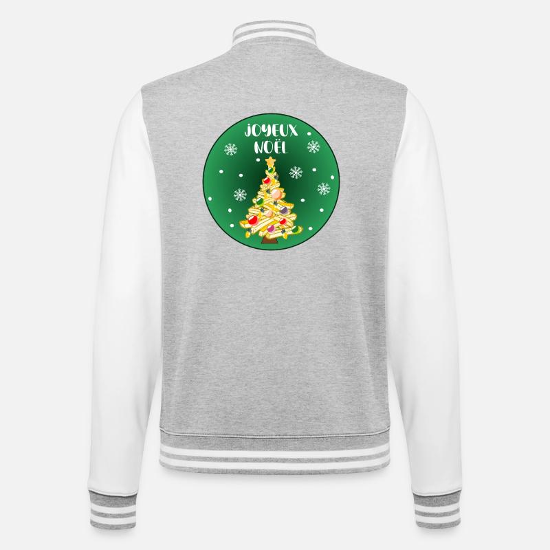 Frohe Weihnachtskartoffeln - College-Sweatjacke - Grau meliert/Weiß