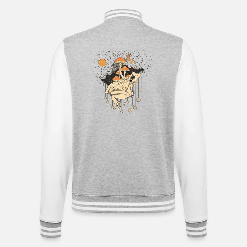 Cosmic Frog & Toadstools in the Universe - College Sweat Jacket - heather grey/white