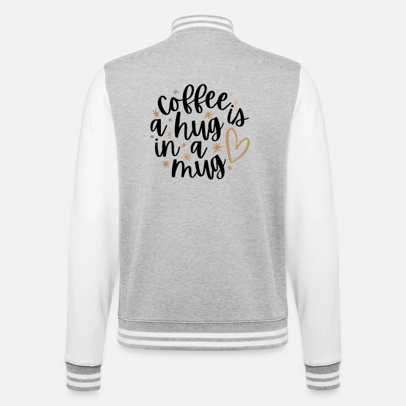 Le café, c’est un câlin dans une tasse - Veste Teddy - gris chiné / blanc