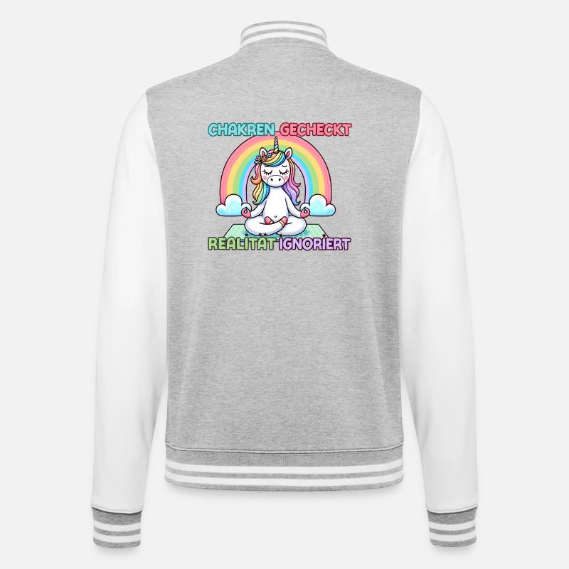 Chakras checked – reality ignored - College Sweat Jacket - heather grey/white