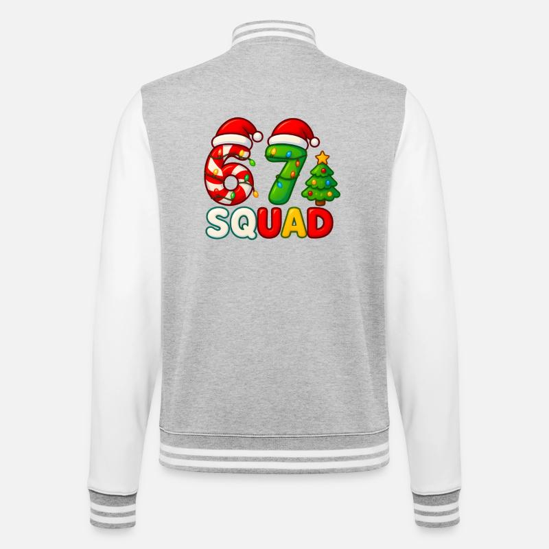 Funny 67 Six Seven Squad Meme Noël - Veste Teddy - gris chiné / blanc