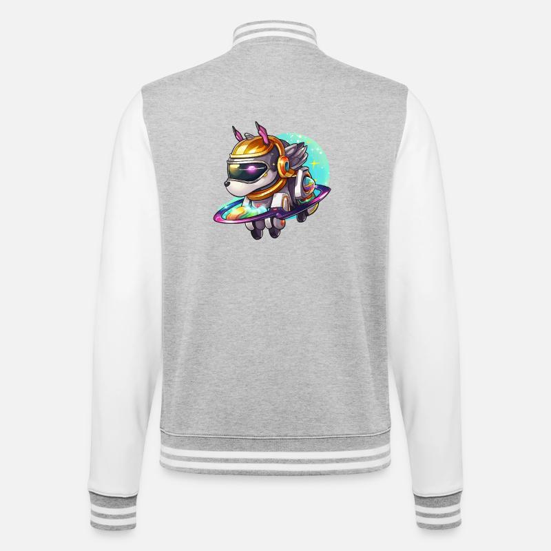 Chien de l’espace sur un hoverboard - Veste Teddy - gris chiné / blanc