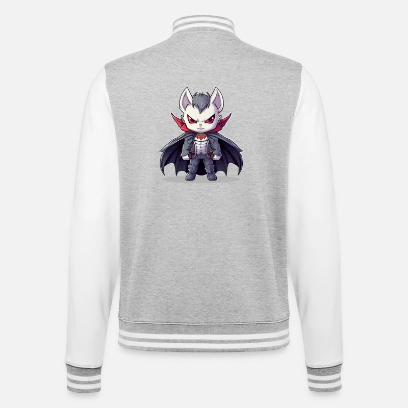 Chibi vampire in suit with cape - College Sweat Jacket - heather grey/white