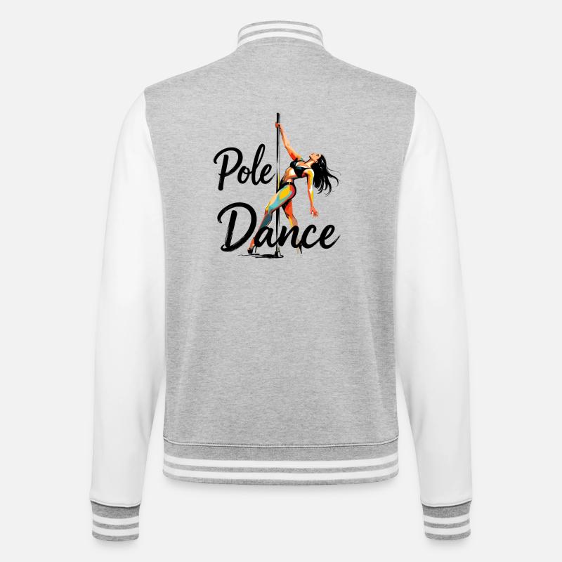 Pole Dance Pole Dancer Aesthetic Gift - College Sweat Jacket - heather grey/white
