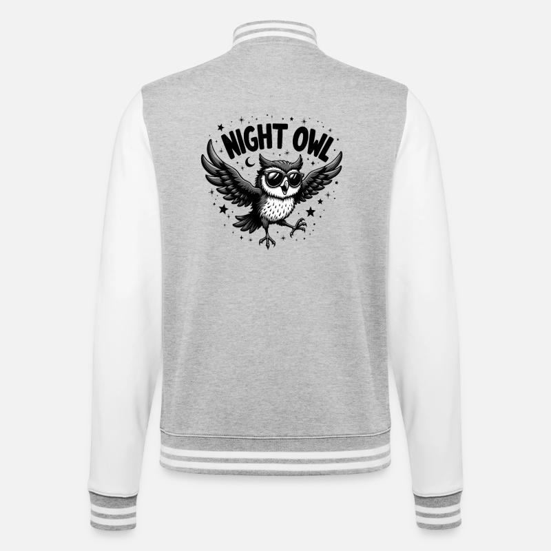 Night Owl Eule mit Sonnenbrille - College-Sweatjacke - Grau meliert/Weiß