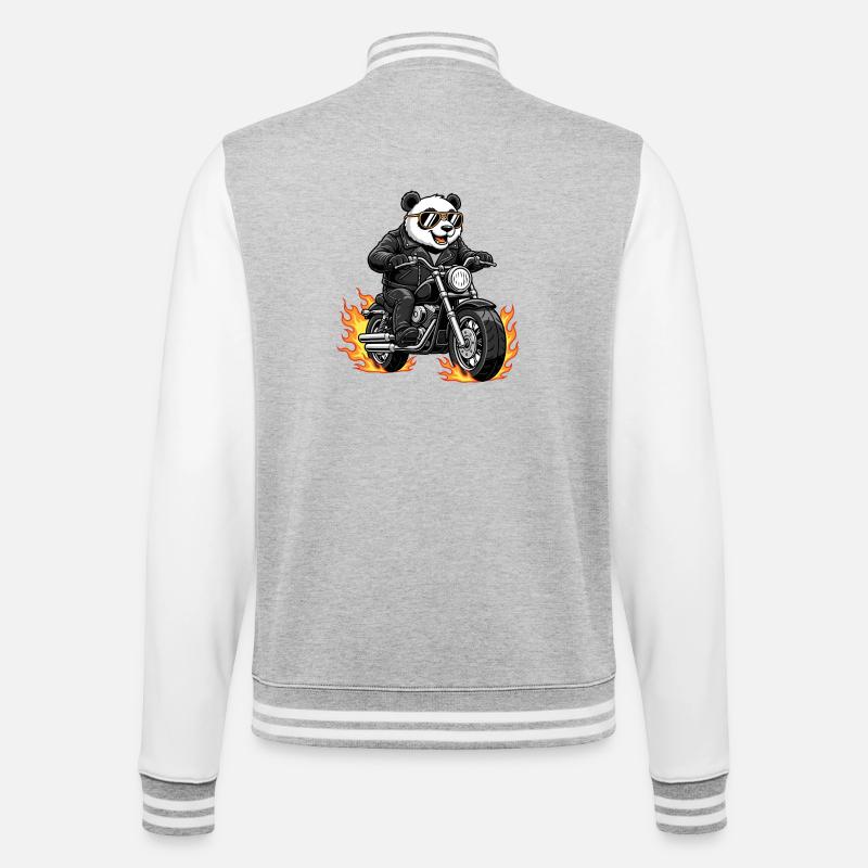 Cool Biker Panda Motorcycle Flames - Veste Teddy - gris chiné / blanc