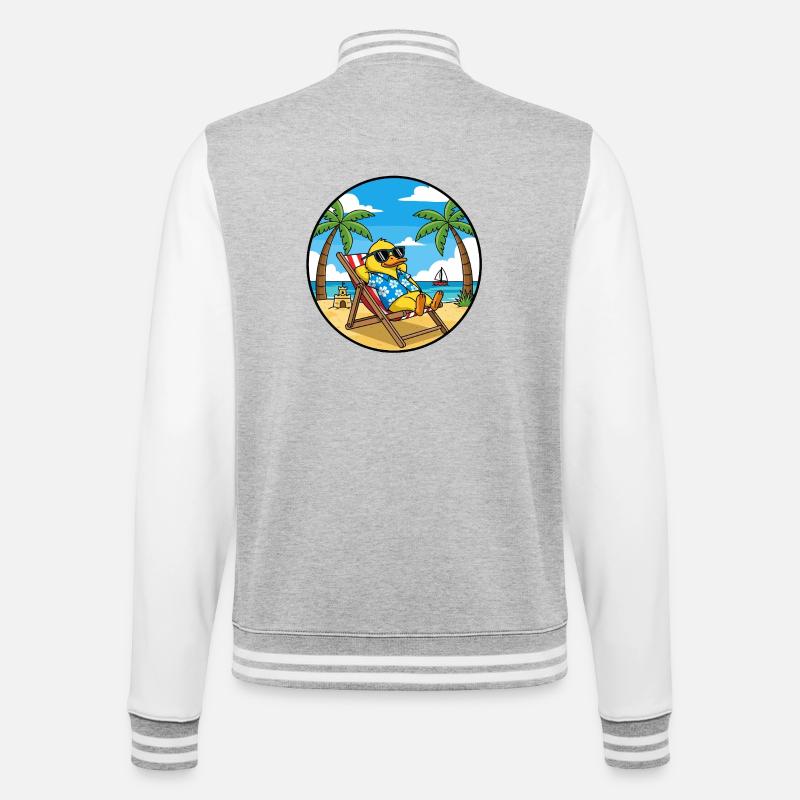 Cool Duck Beach Vacation Summer Vibes - College-Sweatjacke - Grau meliert/Weiß