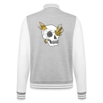 Kristallschädel - Mensch (von Leni Riosa) - College-Sweatjacke - Grau meliert/Weiß - Hinten - Marisol (170cm)