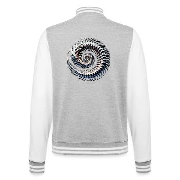 Fantasie Fossil Spirale Knochenfisch Metamorphose - College-Sweatjacke - Grau meliert/Weiß - Hinten - Marisol (170cm)