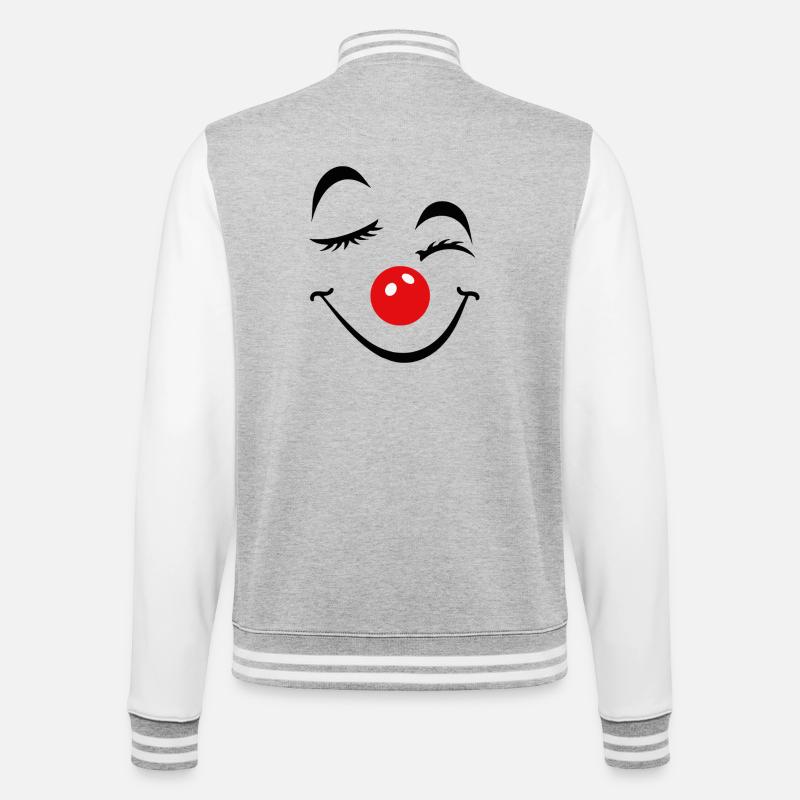 Cheerful Clown Face Carnival Carnival Carnival - College Sweat Jacket - heather grey/white