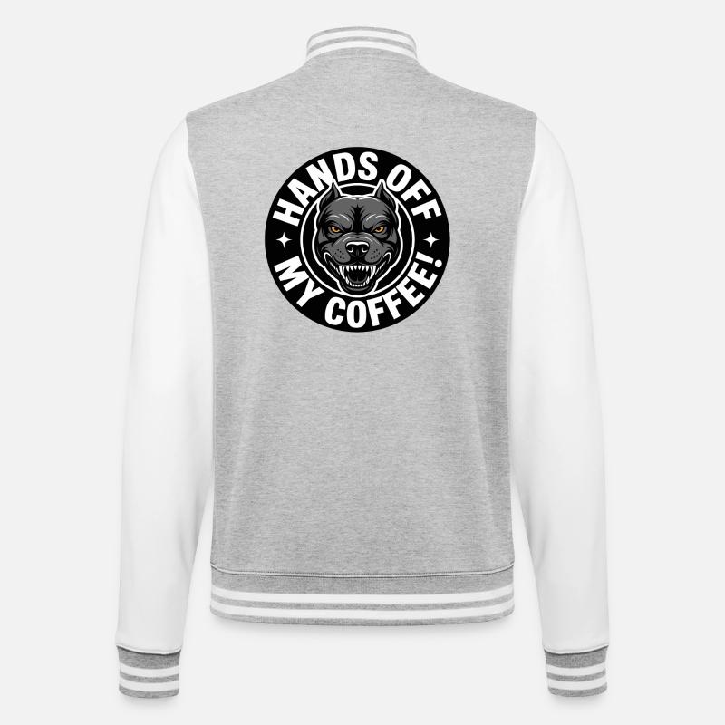 Lustiges Kaffee-Shirt mit wütendem Hund - College-Sweatjacke - Grau meliert/Weiß