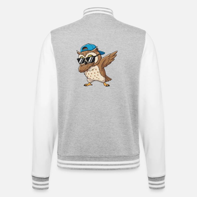 Dessins animés Cool Dab Owl Glasses - Veste Teddy - gris chiné / blanc