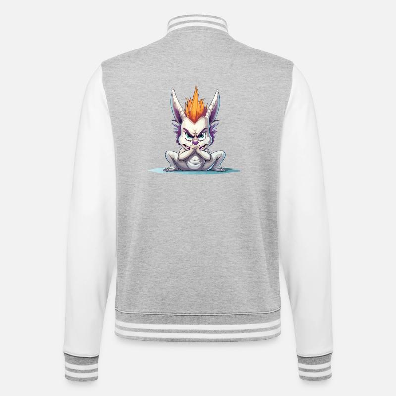 Angry Mohawk Bunny - College Sweat Jacket - heather grey/white