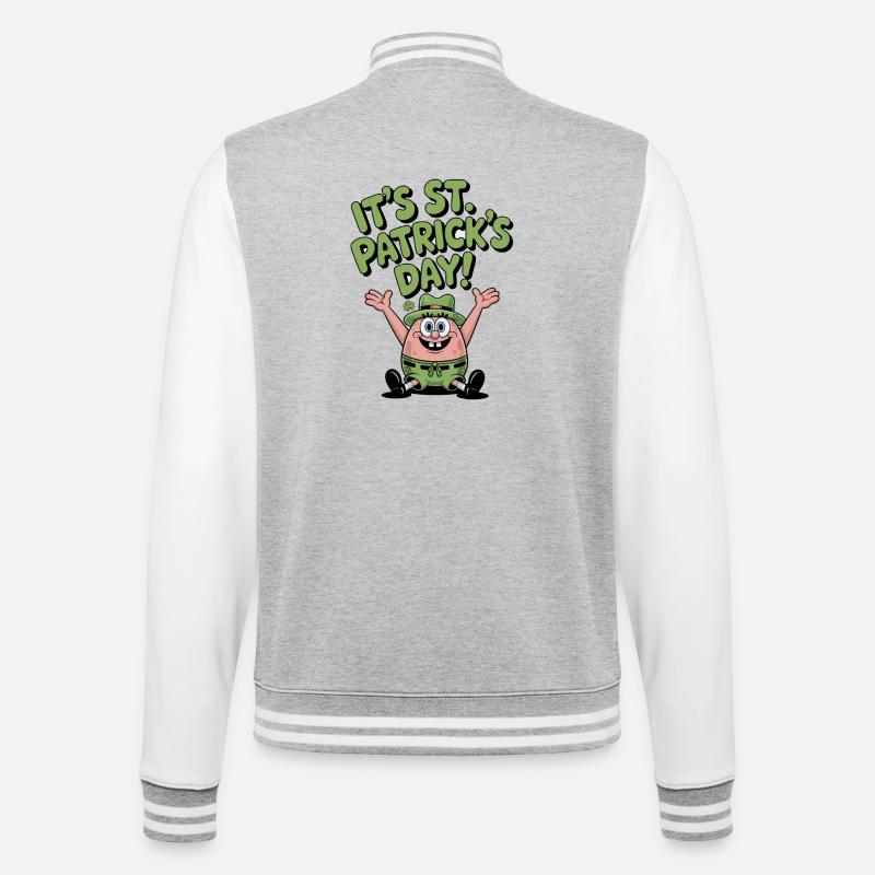 Grüner Sternfisch St Patrick Design - College-Sweatjacke - Grau meliert/Weiß