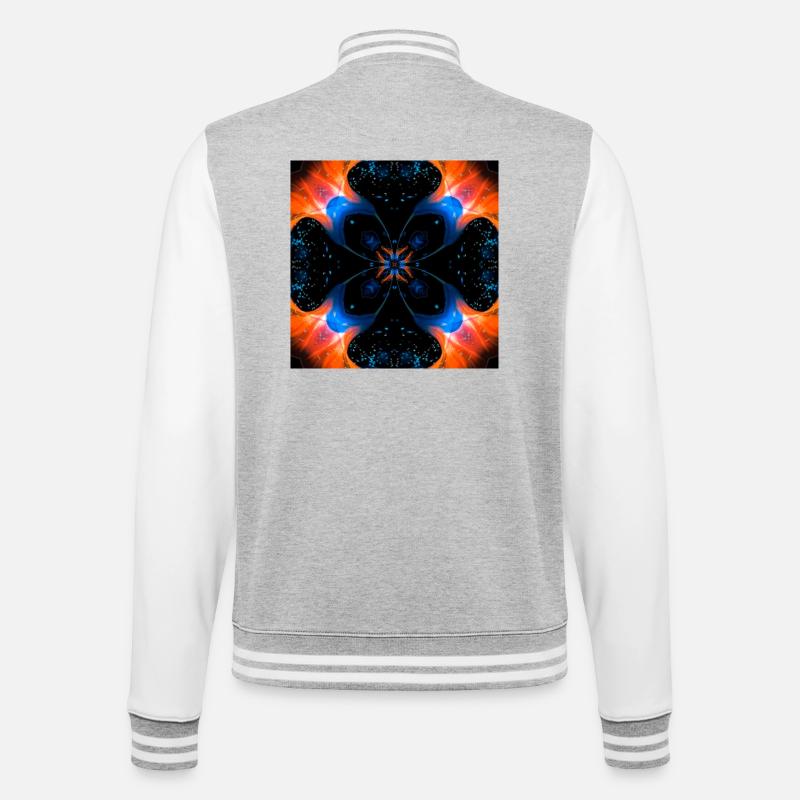 Fraktalkunst Digitale Blume - College-Sweatjacke - Grau meliert/Weiß