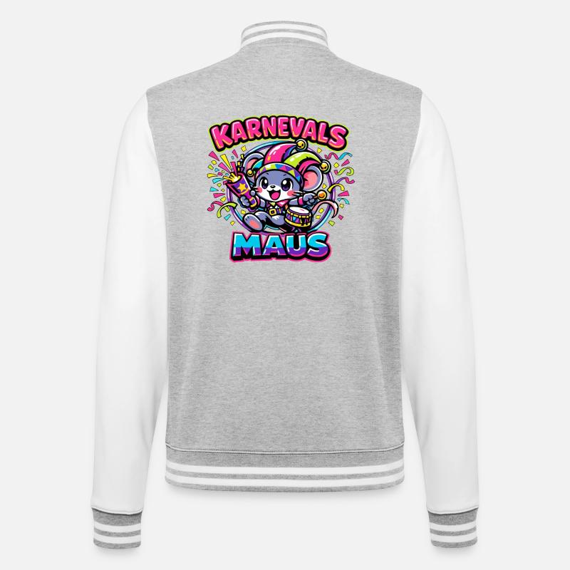 Karnevalsmaus Karneval Kostüm - College-Sweatjacke - Grau meliert/Weiß