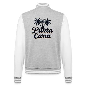 Vacances caribéennes à Punta Cana avec palmiers - Veste Teddy - gris chiné / blanc - Dos - Marisol (170cm)