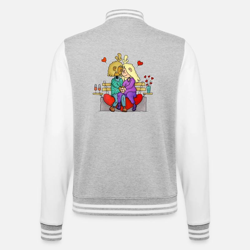 Rona et Ryan - Saint-Valentin / - Veste Teddy - gris chiné / blanc