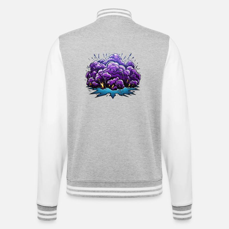 Purple Cloud Bang - College Sweat Jacket - heather grey/white