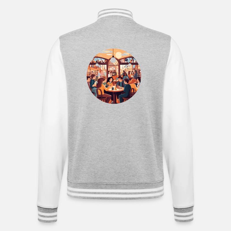 Cafe conversations in the evening light - College Sweat Jacket - heather grey/white