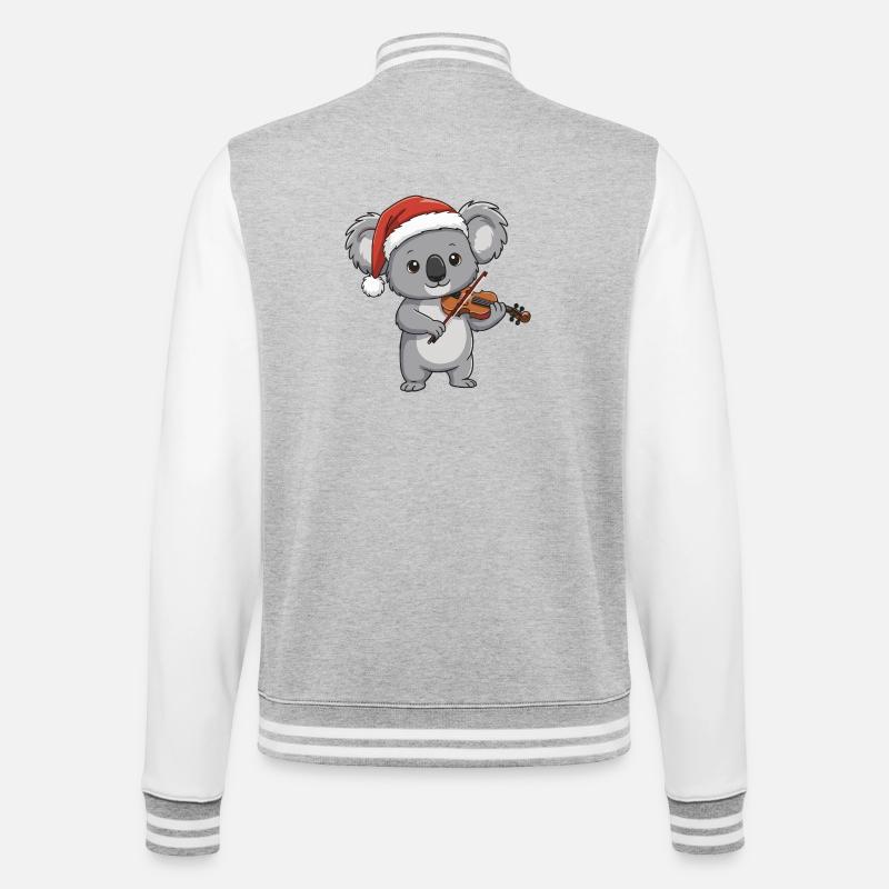 Weihnachts-Koalabär spielt Geigenkunst - College-Sweatjacke - Grau meliert/Weiß