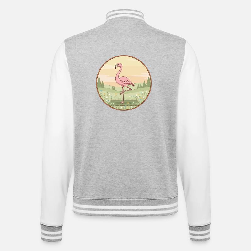 Yoga Flamingo Bird Doing Tree Pose - College Sweat Jacket - heather grey/white