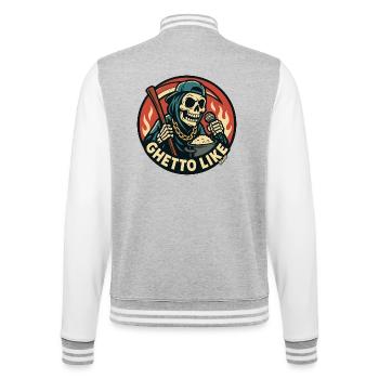 Squelette avec micro et style ghetto - Veste Teddy - gris chiné / blanc - Dos - Marisol (170cm)