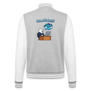 Urlaubsreif Eisbär am Schreibtisch - College-Sweatjacke - Grau meliert/Weiß - Hinten - Marisol (170cm)