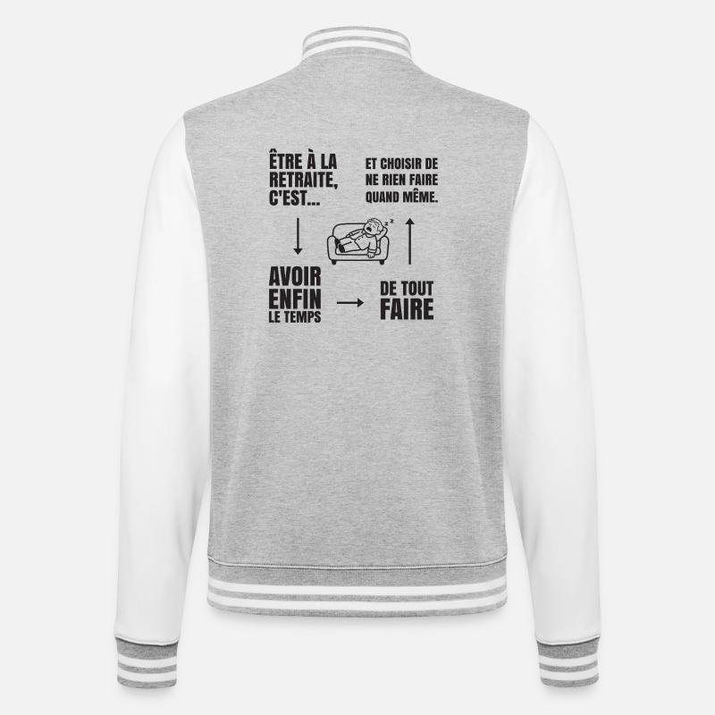 Die Kunst des Nichtstuns (schwarzer Text) - College-Sweatjacke - Grau meliert/Weiß