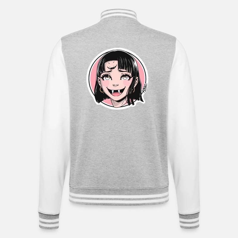 Vampirmädchen Pop Art Sticker - College-Sweatjacke - Grau meliert/Weiß