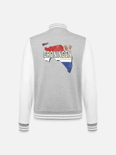 Groningen Netherlands Wall Map Holland Souvenir - College Sweat Jacket - heather grey/white