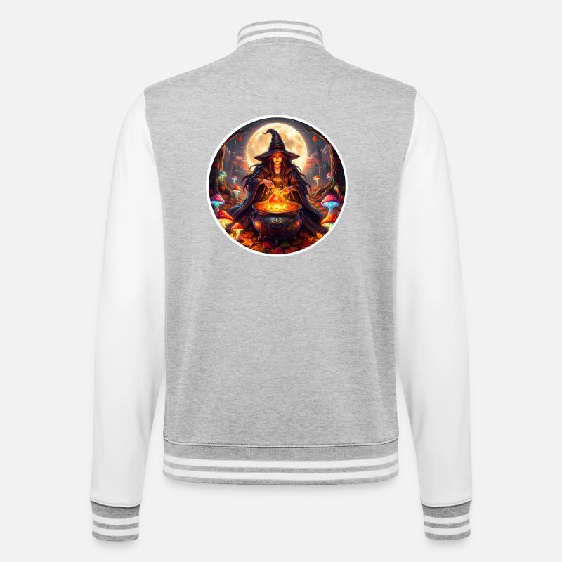 Moonlit Witch Cauldron Magic - College Sweat Jacket - heather grey/white