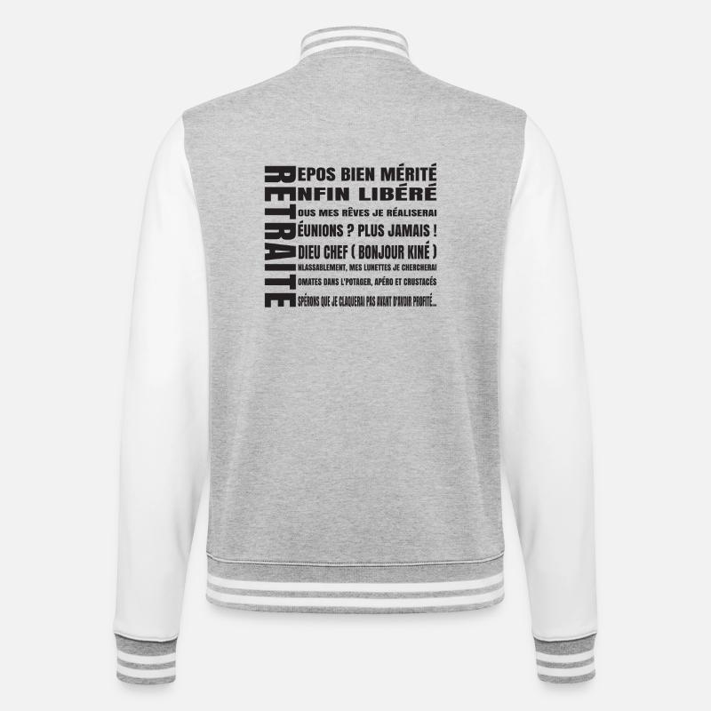 RETREAT (schwarzer Text) - College-Sweatjacke - Grau meliert/Weiß