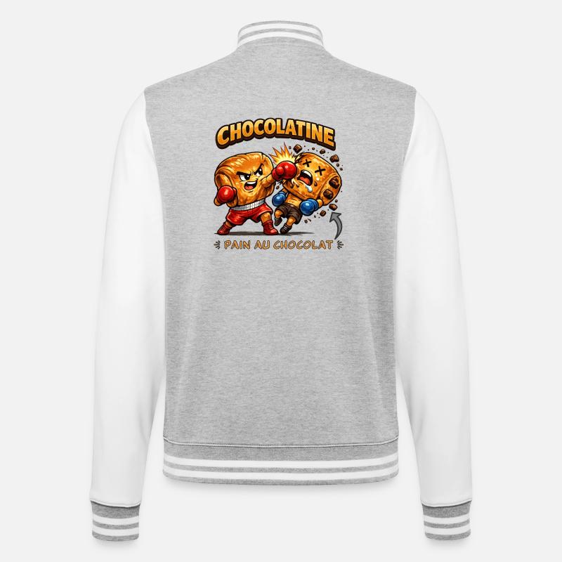 Chocolatine boxe - Veste Teddy - gris chiné / blanc