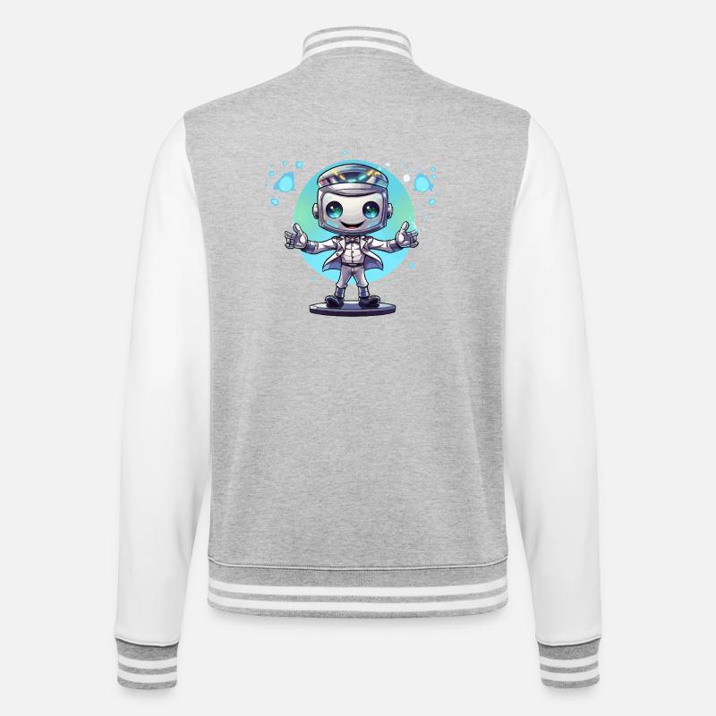 Small space robot in a suit - College Sweat Jacket - heather grey/white