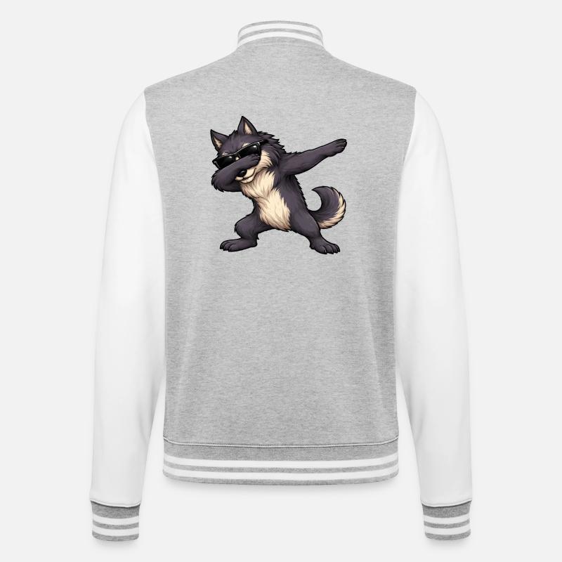 Dabbing Werewolf - College Sweat Jacket - heather grey/white