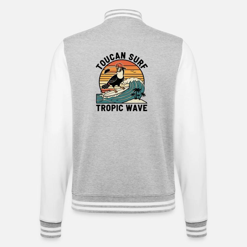 Toucan Surf Tropic Wave Ocean Vibes - College Sweat Jacket - heather grey/white
