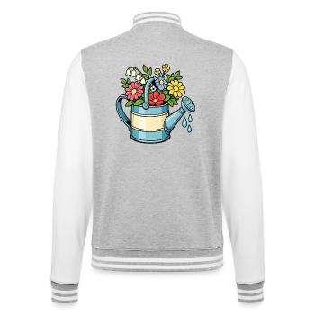 Arrosoir floral jardinage fleurs printemps - Veste Teddy - gris chiné / blanc - Dos - Marisol (170cm)