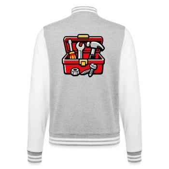 DIY-Werkstatt-Werkzeugkiste - College-Sweatjacke - Grau meliert/Weiß - Hinten - Marisol (170cm)