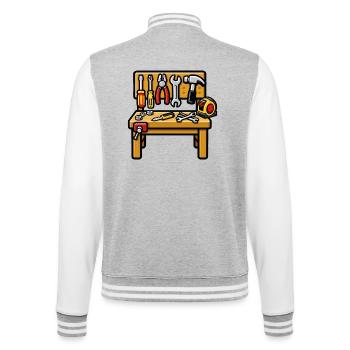 DIY-Werkstatt Werkbank - College-Sweatjacke - Grau meliert/Weiß - Hinten - Marisol (170cm)