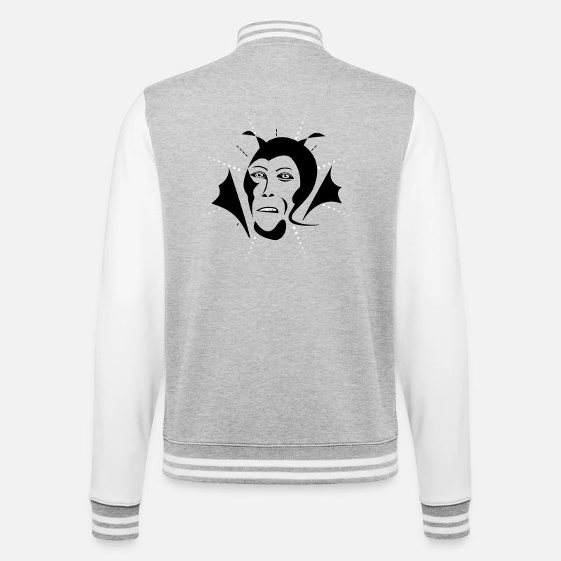 Devil - College Sweat Jacket - heather grey/white