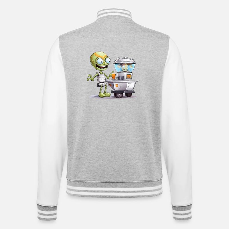 Außerirdischer Barkeeper im Space Bar - College-Sweatjacke - Grau meliert/Weiß