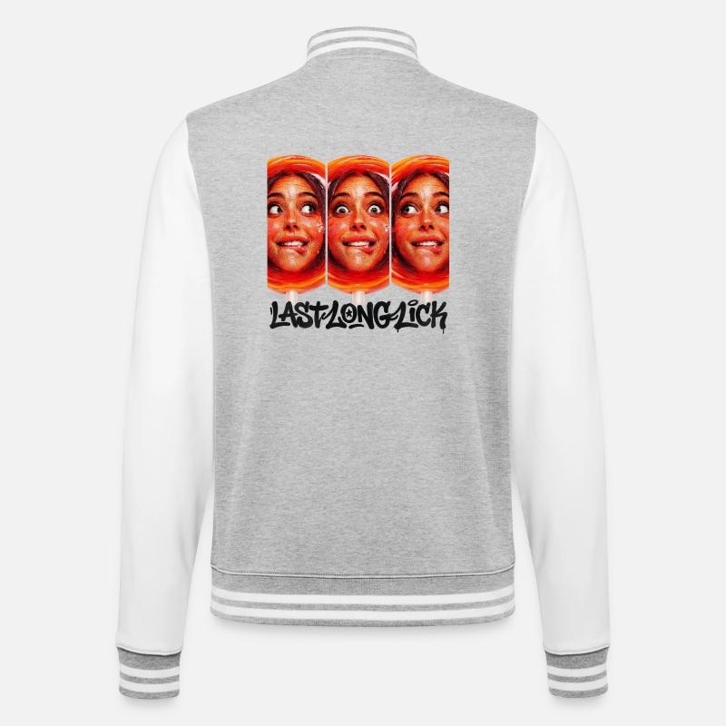 Triple Pop Face Lick - College Sweat Jacket - heather grey/white