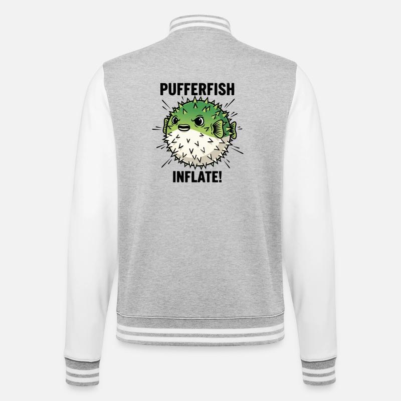 Globe Fish Danger Inflation Schwarzer Kugelfisch - College-Sweatjacke - Grau meliert/Weiß