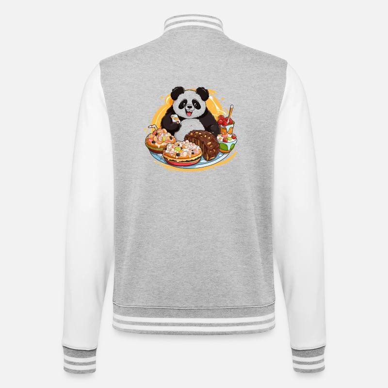 Panda Dessert Fest - College-Sweatjacke - Grau meliert/Weiß