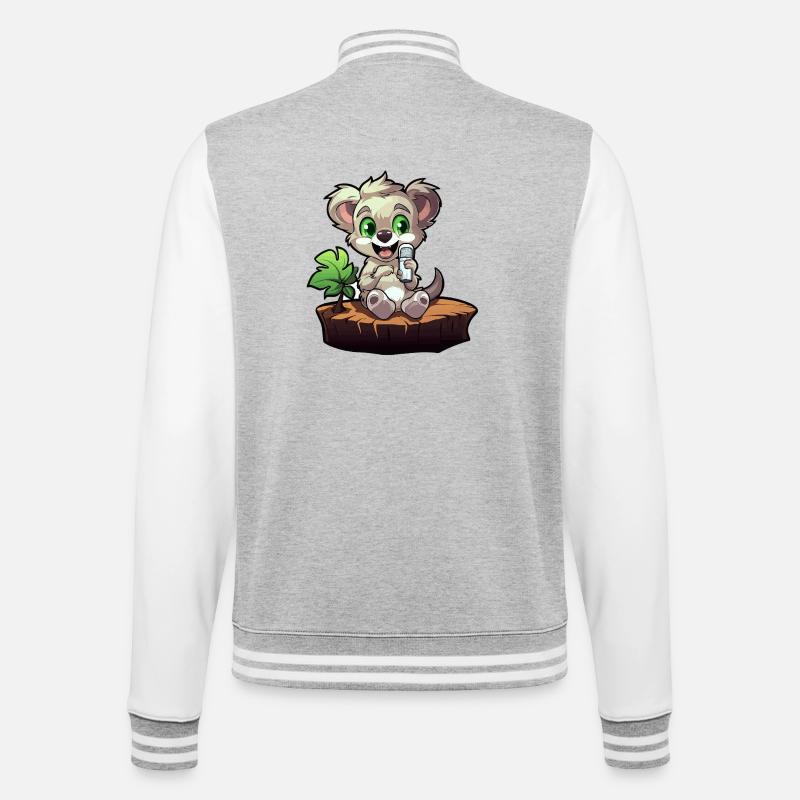 Petit koala sur la souche - Veste Teddy - gris chiné / blanc