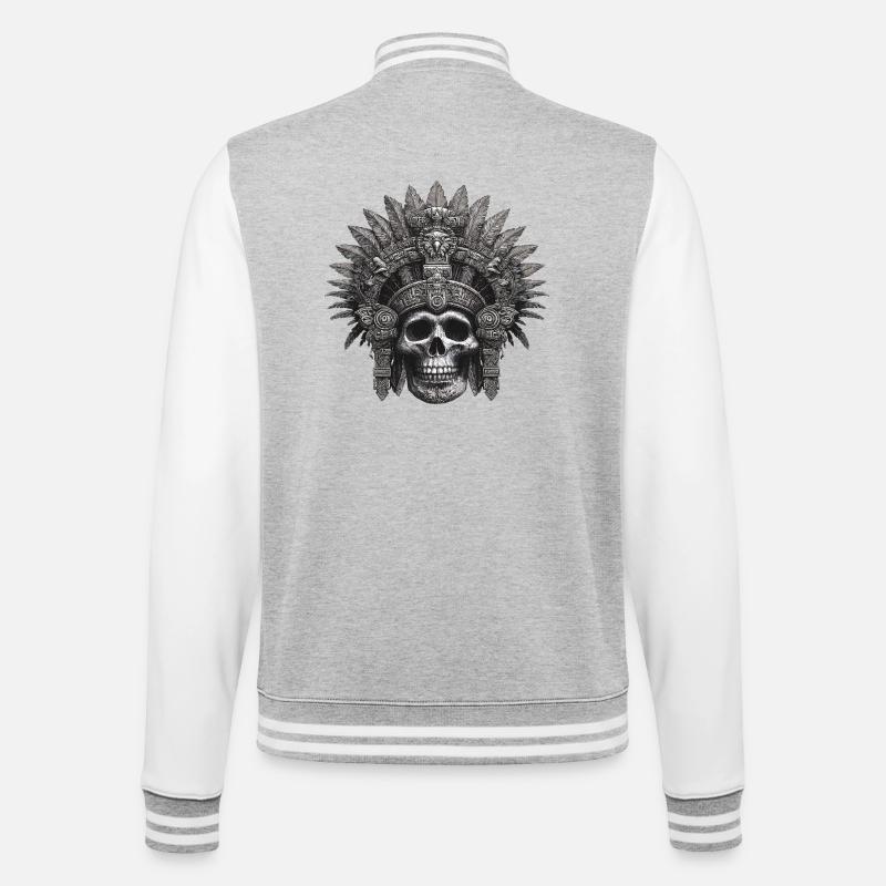 Mayan Warrior Aztec Design - College Sweat Jacket - heather grey/white