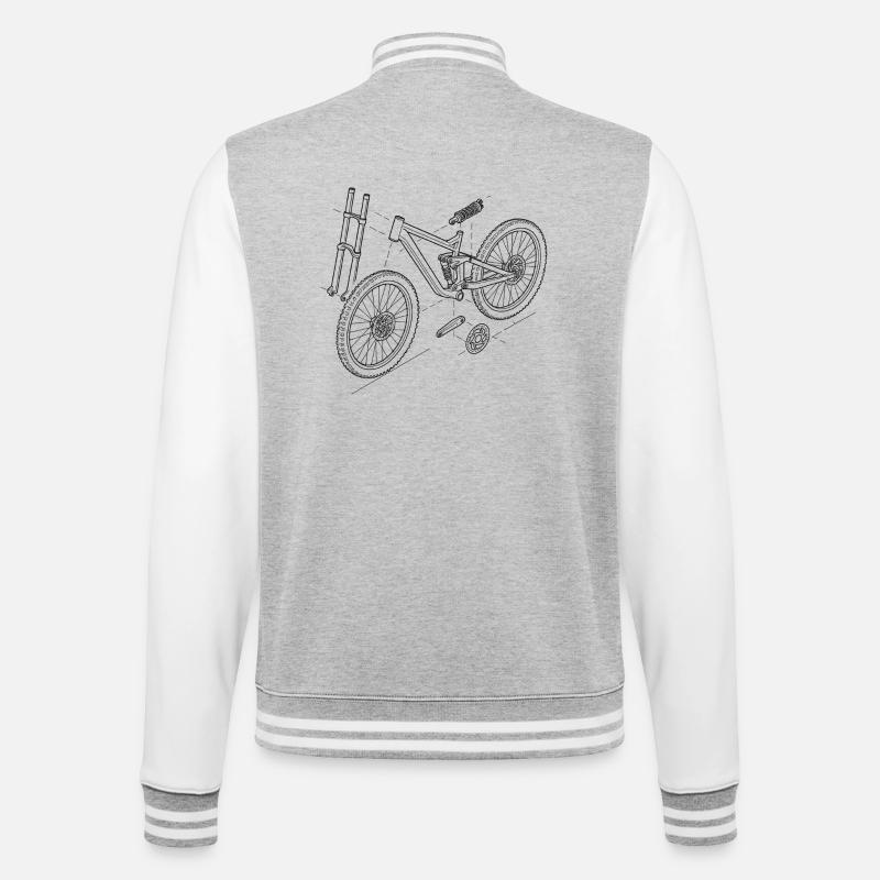 DH-Bike Exploded Drawing: MTB Technique Sketch - College Sweat Jacket - heather grey/white