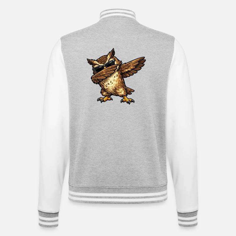 Dabbing Eagle Owl - College Sweat Jacket - heather grey/white
