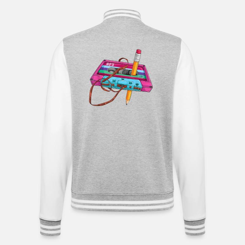 80s Cassette Pen - College Sweat Jacket - heather grey/white
